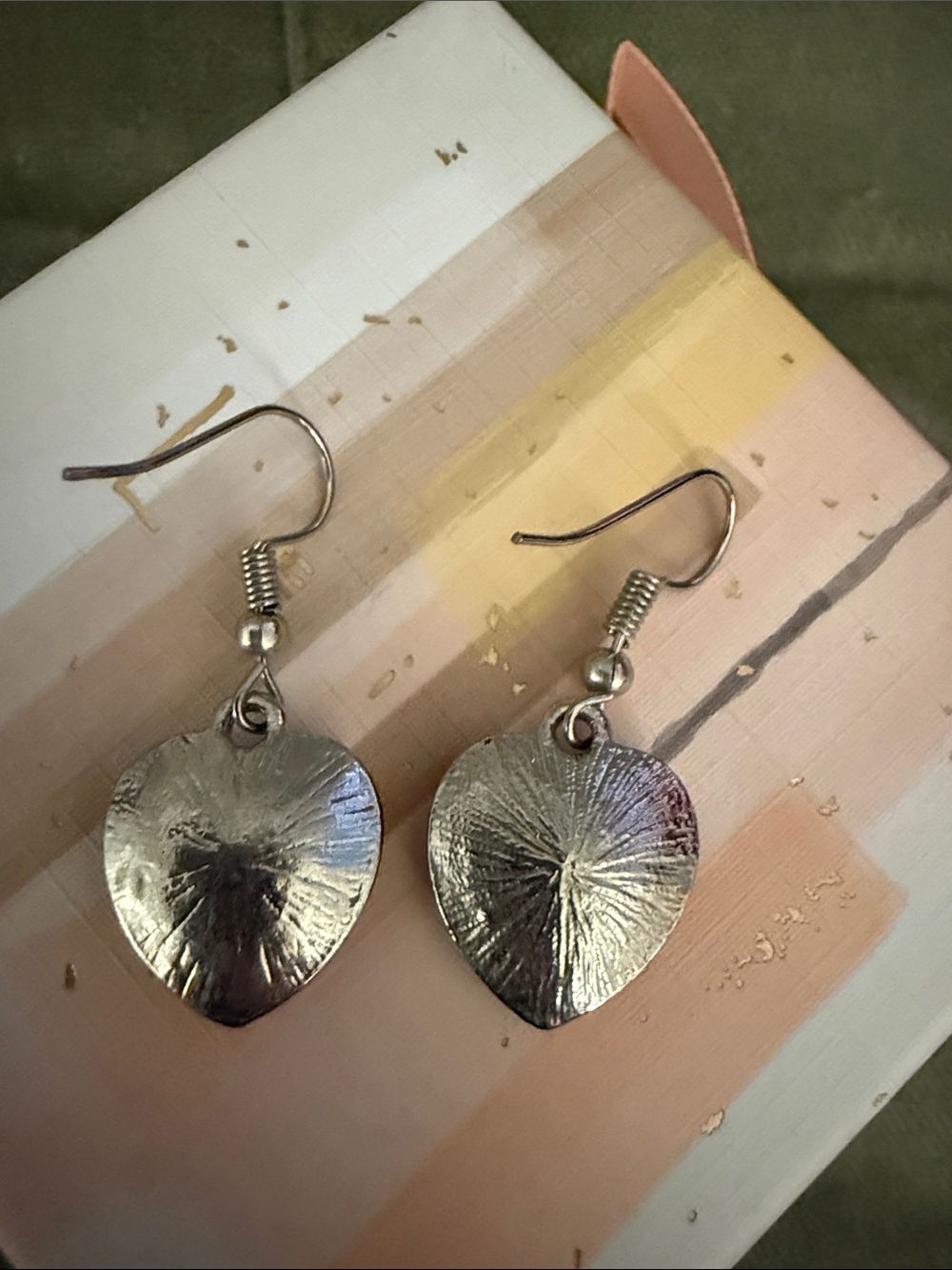 Silver Heart Crystal Drop Earrings - Clear - Picture 3 of 3